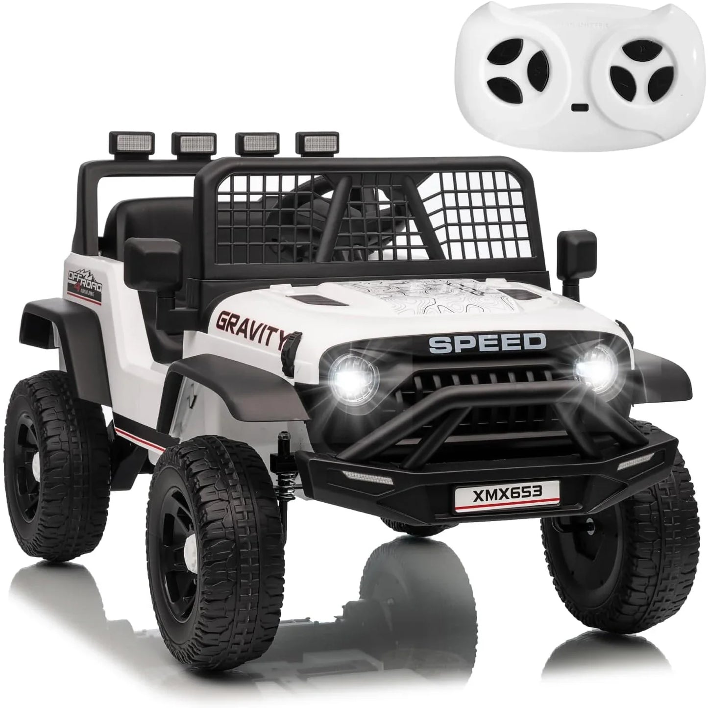 12V Kids Electric Ride on Truck Car w/Parent Remote Control 3 Speeds 5MPH Spring Suspension, LED Lights, Music, Salfty Belts