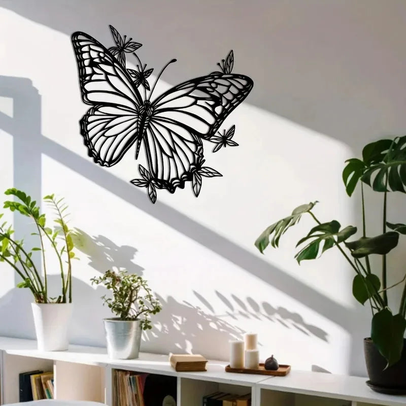 Butterfly Metal Wall Art Sculpture - Art Deco Style 1pc, Animal-Inspired Living Wall Decor,  Housewarming Gift