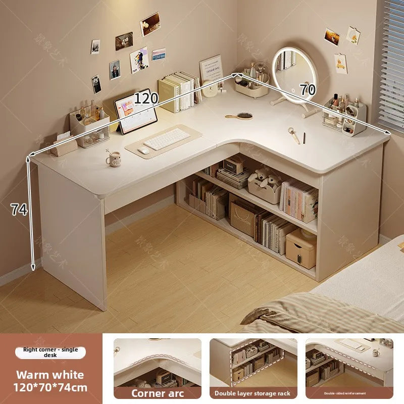Computer desk Desktop Home bedroom Bookshelf Integrated student learning to write Corner Multifunctional office desk