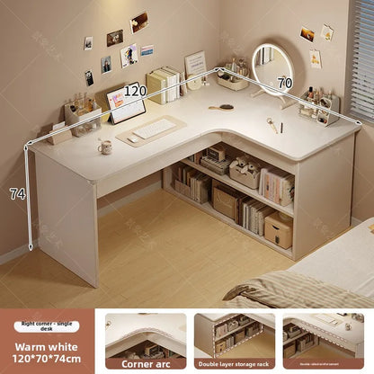 Computer desk Desktop Home bedroom Bookshelf Integrated student learning to write Corner Multifunctional office desk