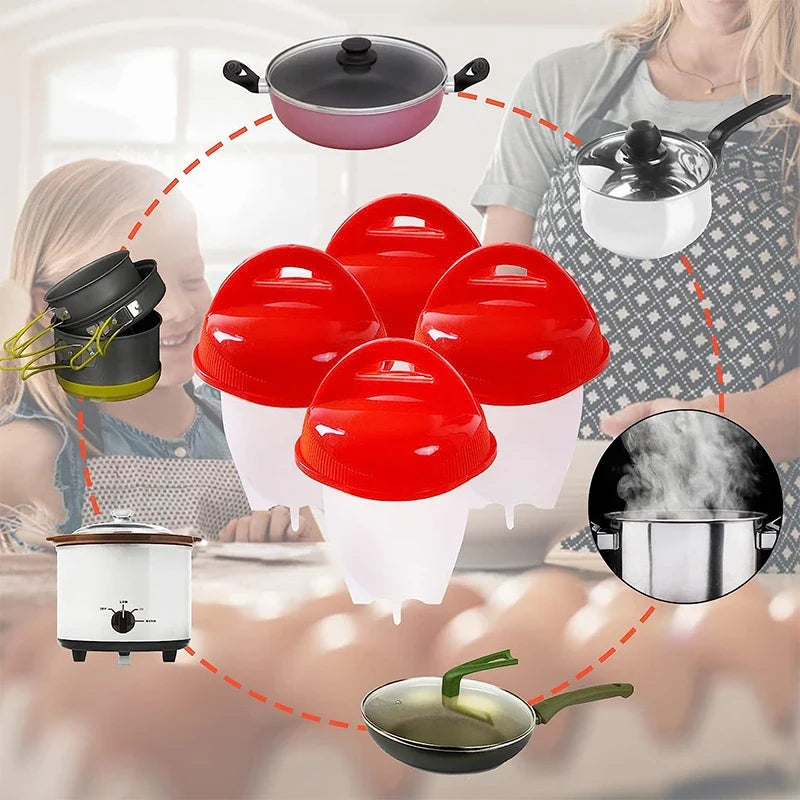 3/6pcs BPA Free Silicone Egg Boiler Steamer Non-stick Silicone Egg Cook Cups Fast Egg Poacher for Breakfast Kitchen Cooking Tool