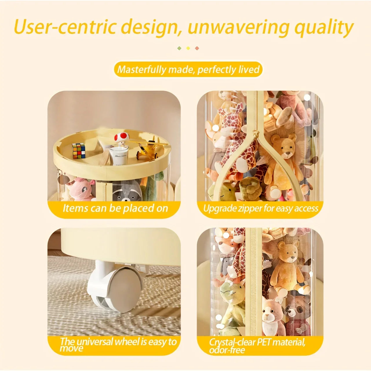 Transparent Storage Box Put Dolls Plush Toys Storage Cylinder with Lid Perfect for Christmas & Halloween Decor All-Round Display