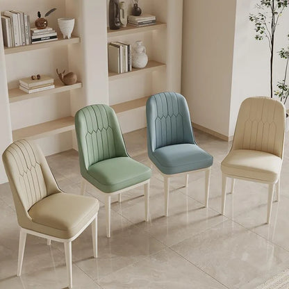 Modern Upholstered Padded Creamy Dining Chair Soft High Back Minimalist Kitchen Dining Cafe Hotel Stool Home House Furniture