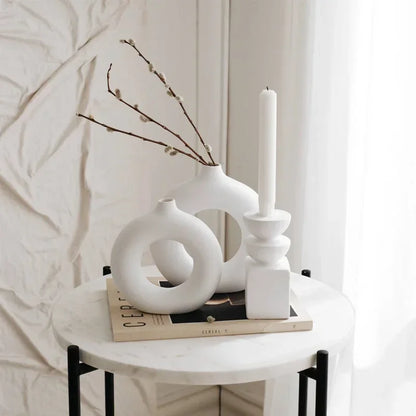 Nordic Style Flower Vase Morandi Geometric Vase Ceramic Art Crafts Bedroom Living Room Desktop Decoration Vase Decoration Home