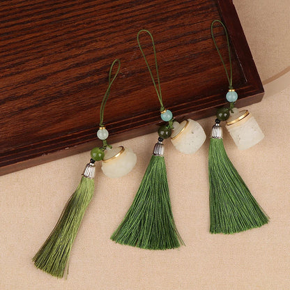 Nightglow Bag Ethnic Carved Rich Noble Hollow Pot Keychain Bodhi Pearl Jade Agate Natural Lasting Fragrance Gifts
