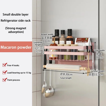 Magnetic Fridge Shelf Kitchen Paper Tube Cling Film Storage Rack Spice Storage Rack Storage Rack On The Side Of The Refrigerator