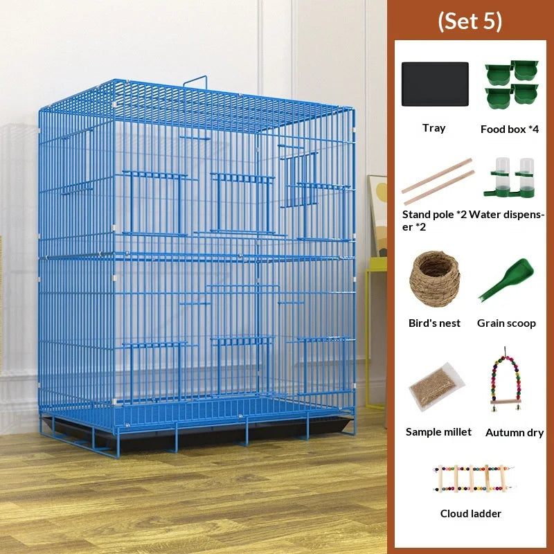 Foldable Extra Tall Metal Bird Cage Pet Parakeet Cockatiel Budgie Portable Travel Home Use Easy Storage Bird Cage Furniture