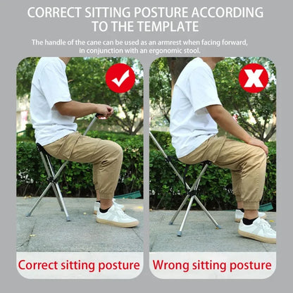 Foldable Cane Easy To Carry Seat Portable Stool Folding Chair Non Slip Handle Super Light Walking Stick For Outdoor Walking