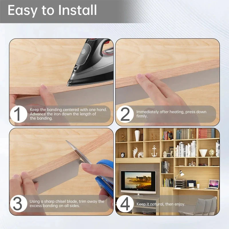 Hot Melting Adhesive Furniture Tape Wood Grain Tape Real Wood Pre-Adhesive Trim Bed Frame Edge Decorative Beautiful Seam Sticks