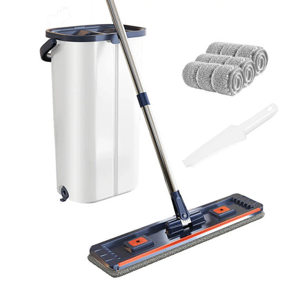 Magic Flat Squeeze Mop With Bucket Hand Free Lazy Cleaning Mop Microfiber Rotating Self Wringing Mop House Cleaning Spin bucket