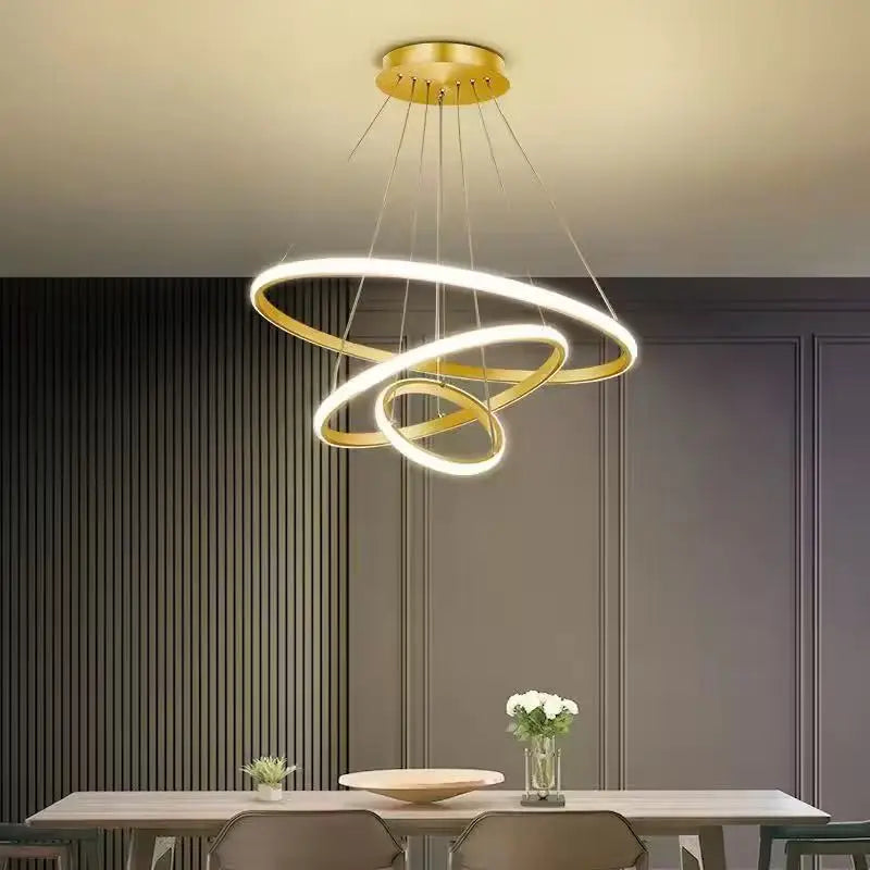 Nordic Simple Circles Pendant Lamp Chandelier LED 3 Rings lights for Dining Bar Living Room Chandelier Loft home decoration