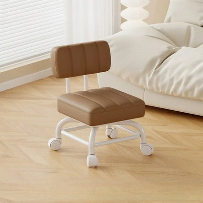 Small Stool Backrest Universal Wheel Soft Stool Children's Sofa Coffee Table Small Chair Pulley Low Stool Portable Stool