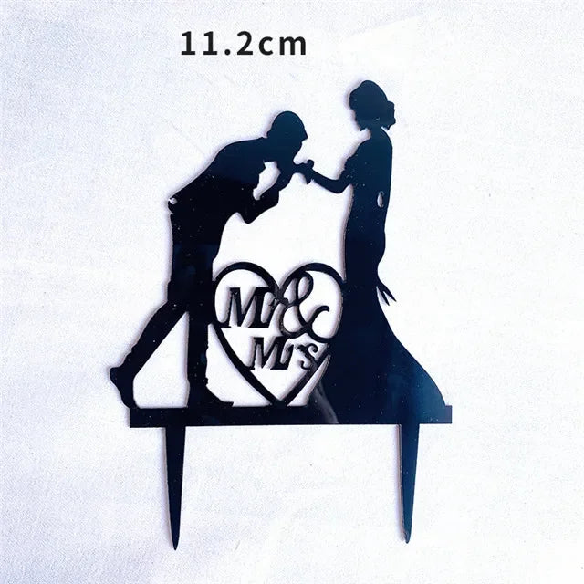 Ins Gold Acrylic Ring Wedding Cake Topper Bride Groom Proposal Party Wedding Cake Topper for Engagement Gift Dessert Decoration