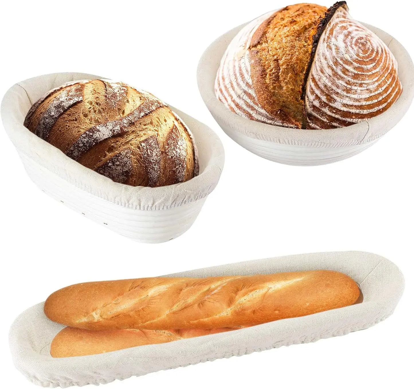 Banneton Bread Proofing Basket Round Oval Sourdough Baskets Bread Baking Dough Rising Ratten Bowls with Liners For Bakery YY087