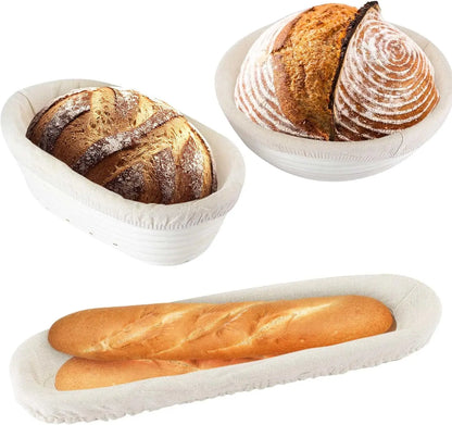 Banneton Bread Proofing Basket Round Oval Sourdough Baskets Bread Baking Dough Rising Ratten Bowls with Liners For Bakery YY087
