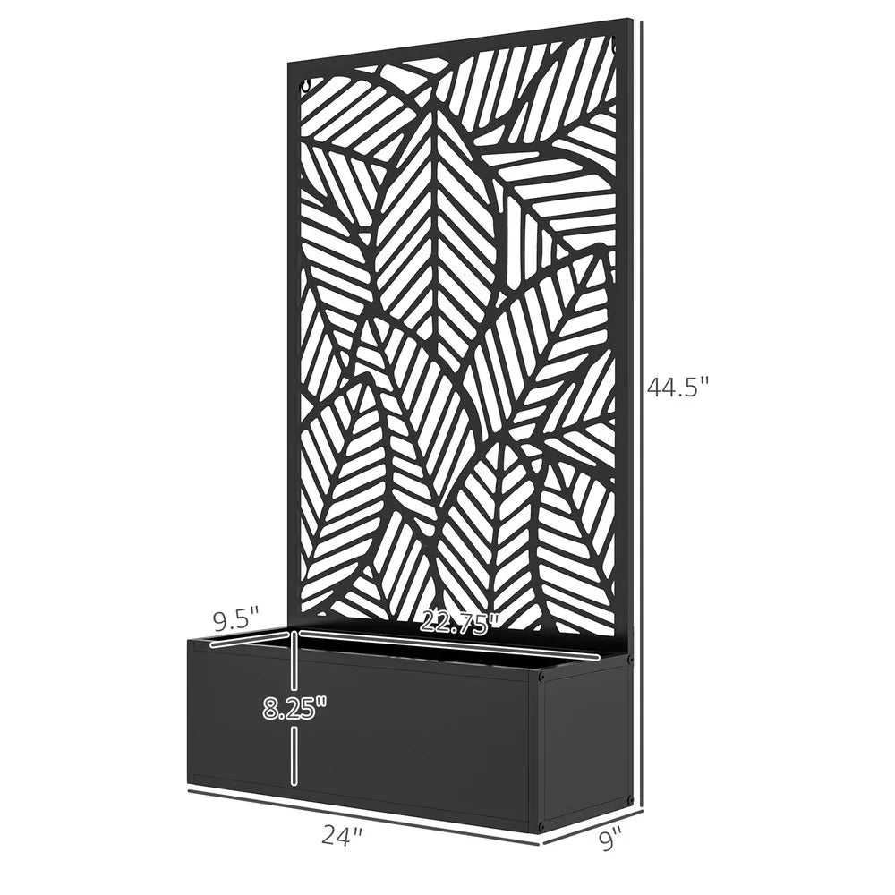 Outdoor Privacy Screen with Raised Graden Bed, Metal Frame