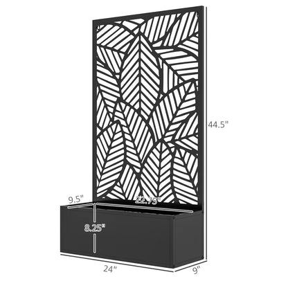Outdoor Privacy Screen with Raised Graden Bed, Metal Frame