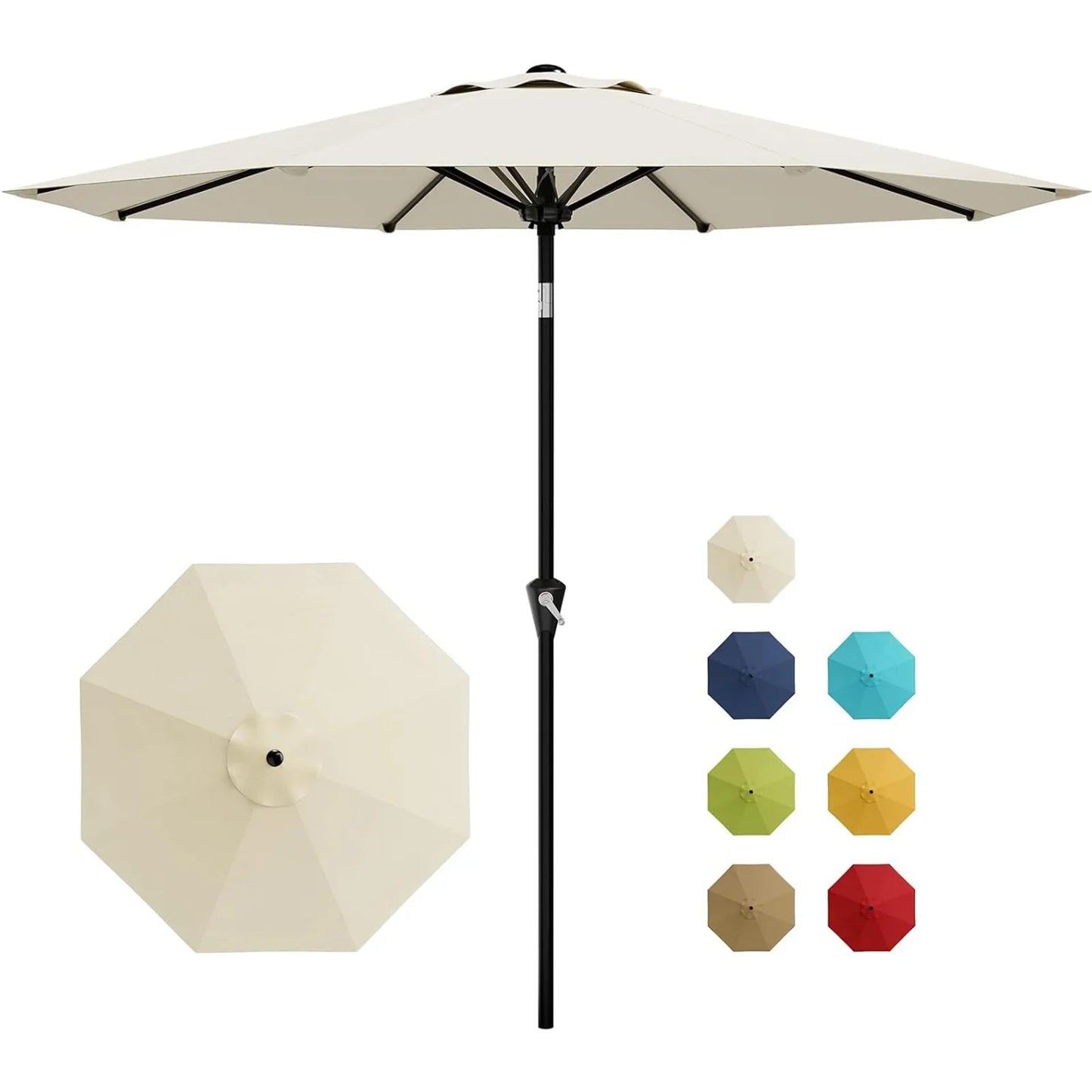 10FT Patio Umbrella Outdoor Table Market Umbrella With Crank Lift & Tilt Sunshade Waterproof For Garden Yard Pool Deck