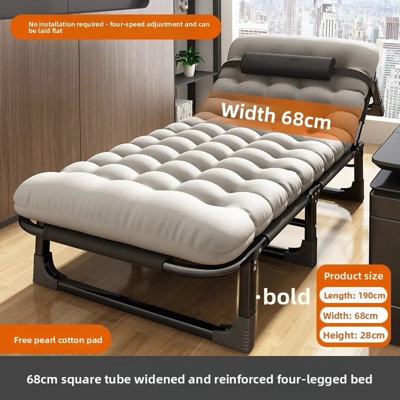 Folding bed office single metal household siesta folding recliner multi-functional camp bed adult siesta artifact