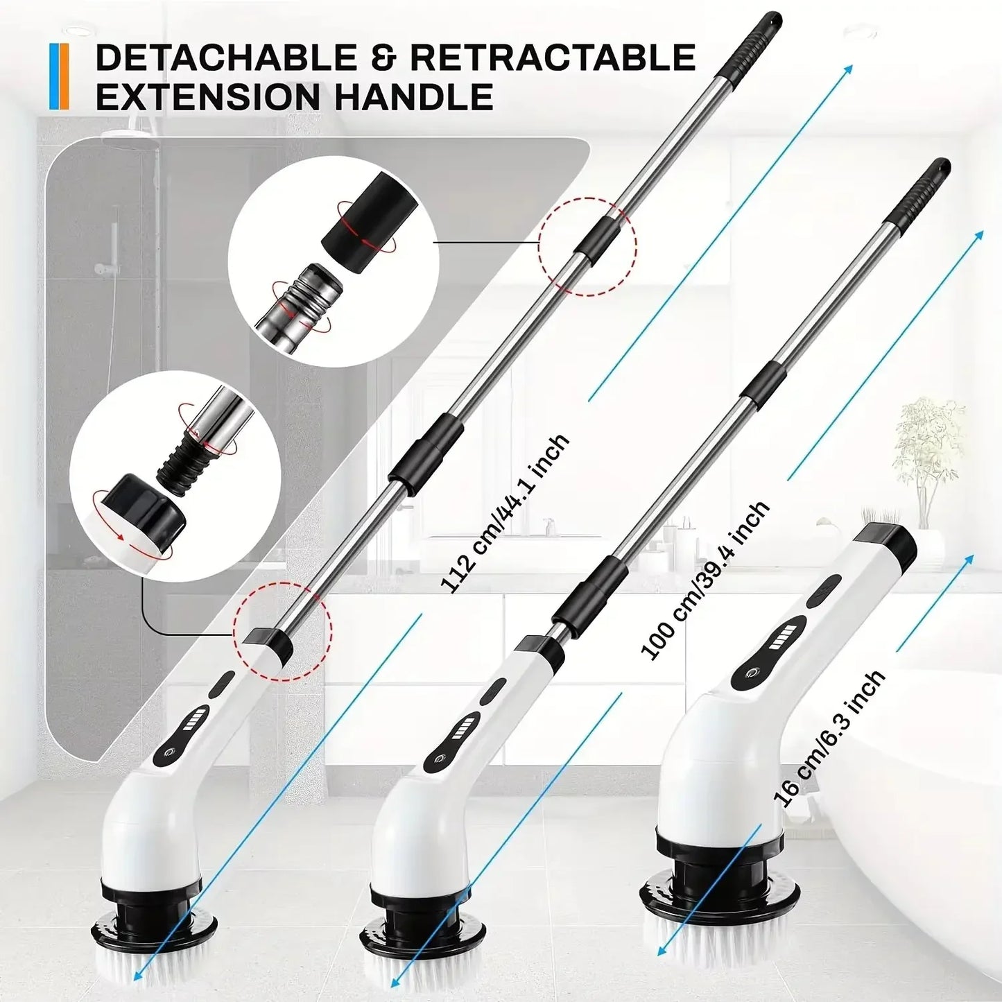 9-in-1 Wireless Rotating Electric Cleaning Brush - Household Multi-scene Scrubber for Bathroom, Kitchen & Toilet Deep Cleaning