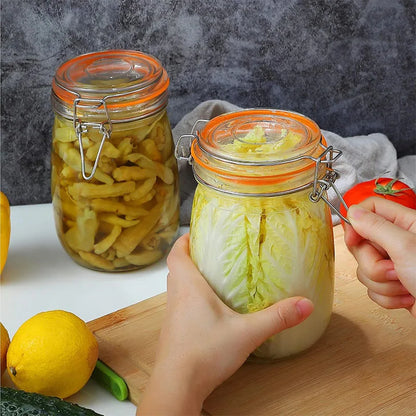 HeY LiLac Glass Jars with Lids Kitchen Airtight Glass Jars Wide Mouth Canning Jars with Clip Top Lids Leak Proof Canisters Jars