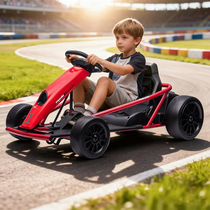 24V Go Kart for Teens & Big Kids Drifting Car with 2×300w Motor,8 MPH Speed,Music,Slow Start,Outdoor Racing Toy for Ages 8-12Y
