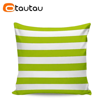 OTAUTAU Outdoor Sofa Cushion Cover Without Filler Swim Pool Beach Throw Pillowcase Soft Waterproof Stripe Oxford Pillow KD021
