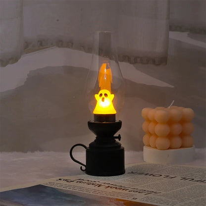 Calcifer Flameless Night Light Halloween Retro Decorative Candle Light Cartoon Anime Kerosene Lamp Bedroom Bedside Table Lamp