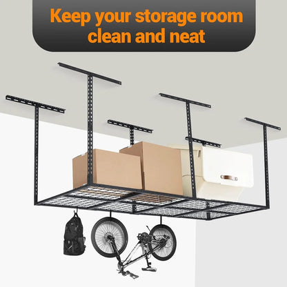 3x8 Ft 600 LBS Capacity Heavy Duty Garage Ceiling Storage Racks Height Adjustable Overhead Garage Storage Rack Organization