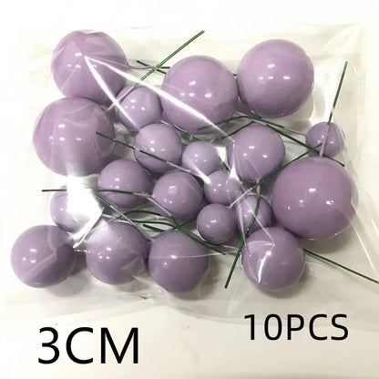 10 Pcs Colour Ball Happy Birthday Cake Topper 3CM Frosted Balls Kids Christmas Party Gift Cake Topper Wedding Dessert Decoration