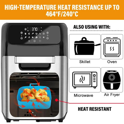 2pc/1pc Air Fryer Silicone Tray Rectangle Oven Baking Basket Reusable Liner Insert Dish Fried Chicken for Airfryers Accessories