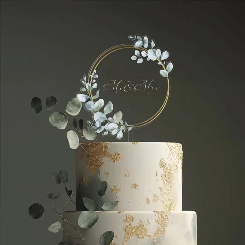 2025 New Happy Birthday Cake Toppers Decoration Unique Acrylic MR&MRS Wedding Party Cake Toppers for Baby Shower Baking Supplies