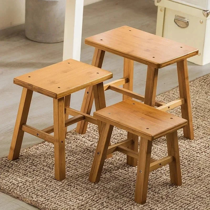 Thickened Nanzhu Mazar Stool Wooden Bench Small Stool Short Household Bathroom Portable and Simple