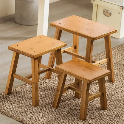 Thickened Nanzhu Mazar Stool Wooden Bench Small Stool Short Household Bathroom Portable and Simple