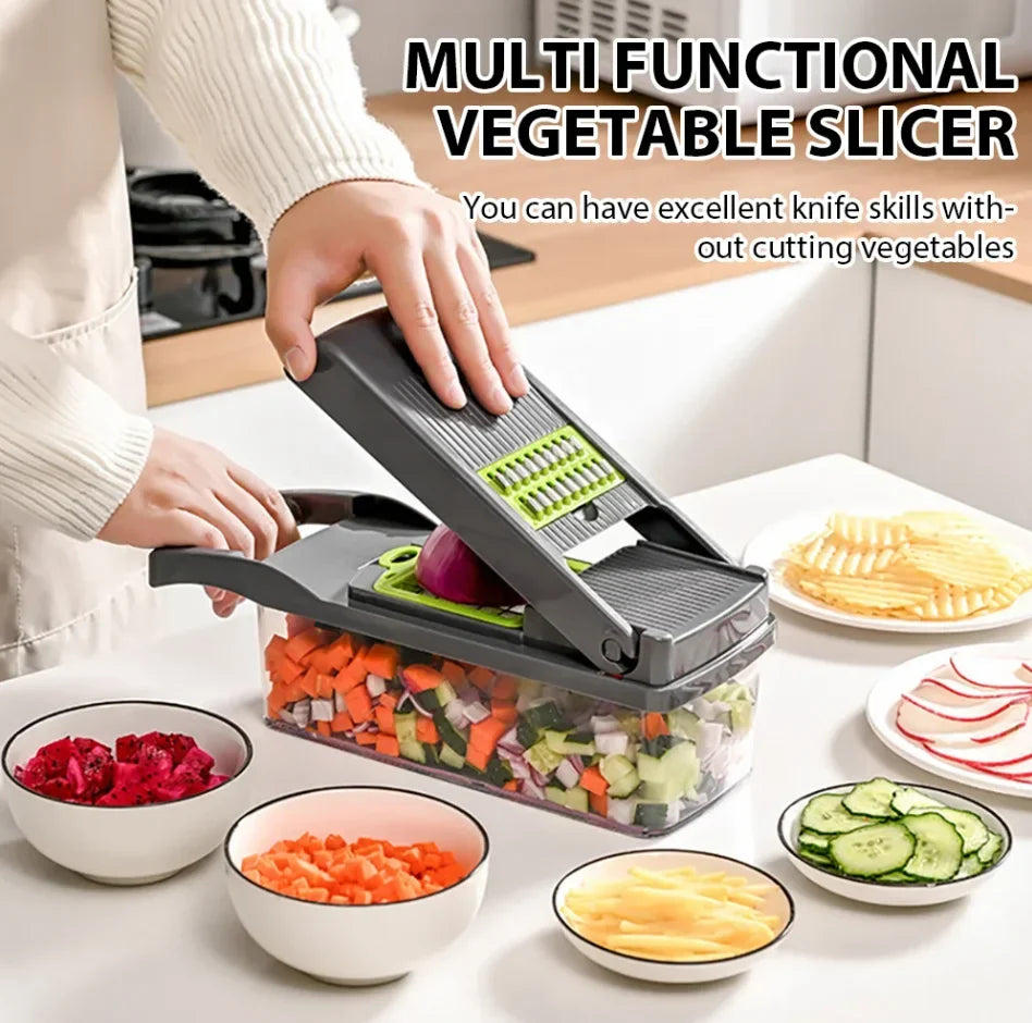 16pcs Multifunctional Vegetable Chopper Handle Food Grater Vegetable Slicer Dicer Kitchen Cutter Egg Liquid Separator Peeler