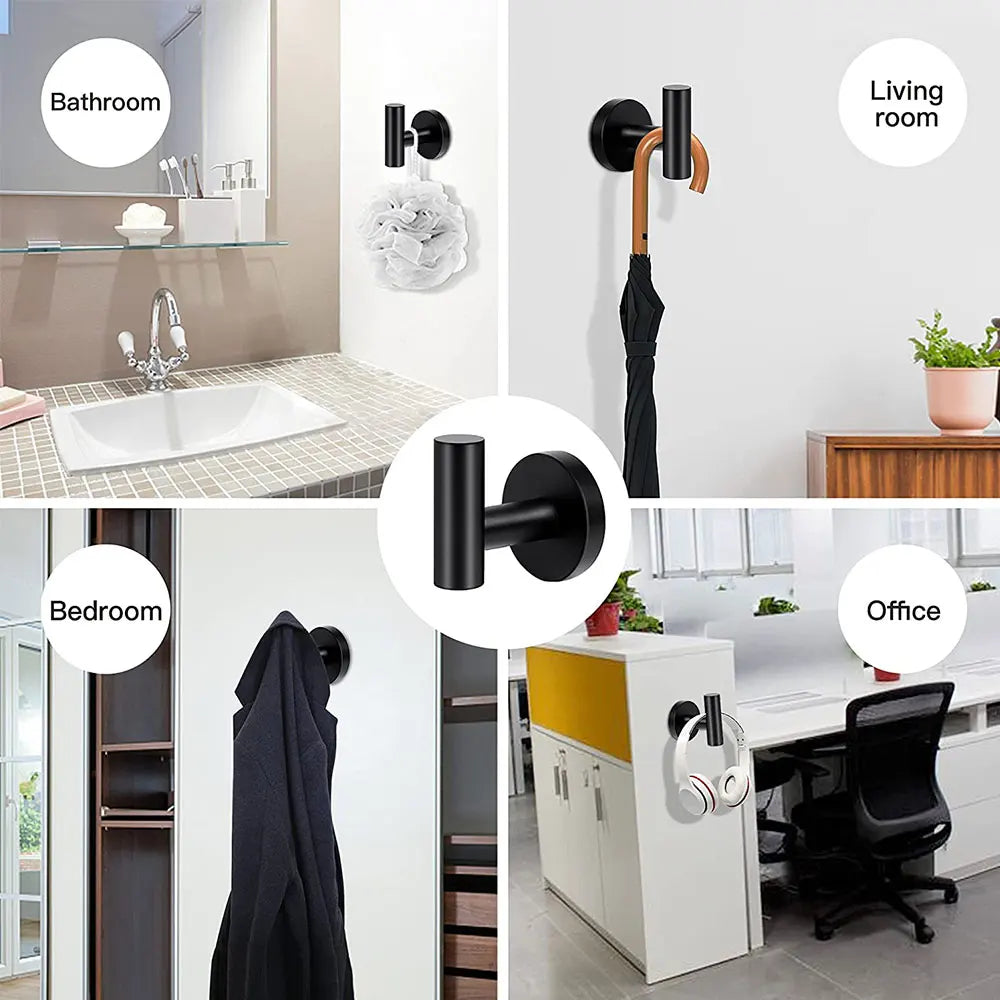 2Pcs Polished Bathroom Towel Hooks Stainless Steel Coat Robe Hook Wall Hanger with Screws Towel Rack Hang Hook for Hotel Kitchen