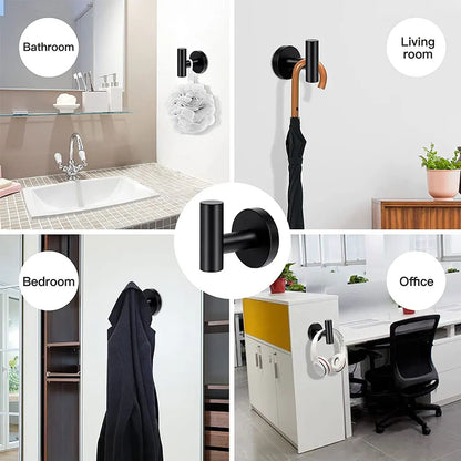 2Pcs Polished Bathroom Towel Hooks Stainless Steel Coat Robe Hook Wall Hanger with Screws Towel Rack Hang Hook for Hotel Kitchen