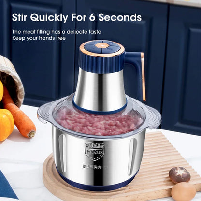High-quality 5L Stainless Steel Electric Meat Grinder Food Grinder Multi-purpose Vegetable Cutter Baby Food Maker Chopper Mincer