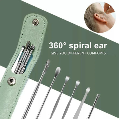 Effective 6Pcs Earwax Cleaning Tool with Spiral Earpick and Ear Curette, Ear Care Tool for Daily Use