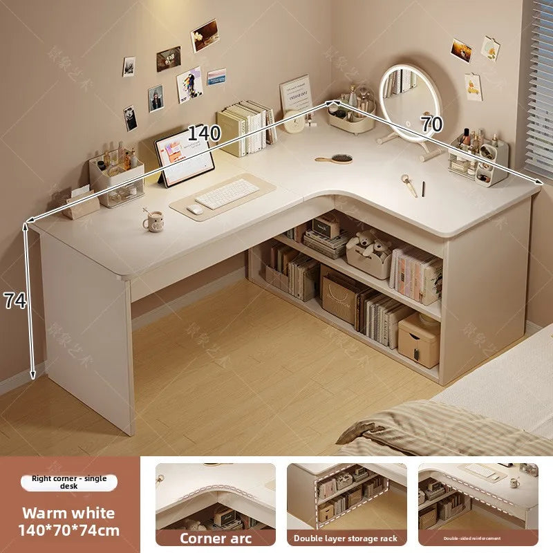 Computer desk Desktop Home bedroom Bookshelf Integrated student learning to write Corner Multifunctional office desk