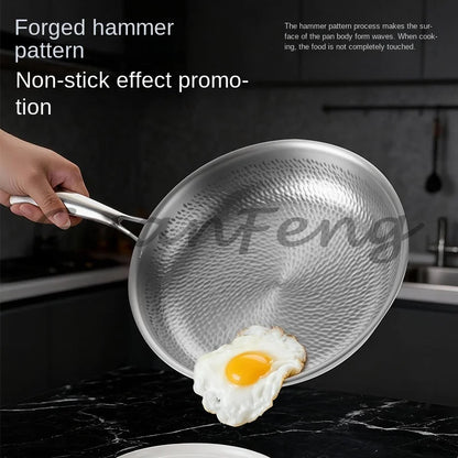 Three-layer frying pan, home cooking frying pan, non-stick hammer frying pan, kitchen use