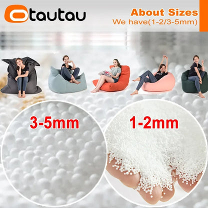OTAUTAU 240L EPS Ball Filler for 3ft Beanbag Pouf 3-5mm Polyester Pillow Cushion Bean Bag Chair Snow Scene TL001