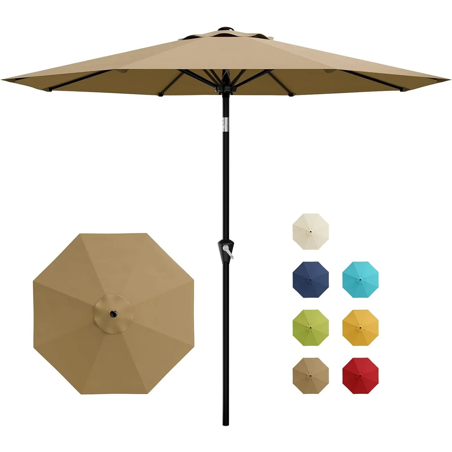 10FT Patio Umbrella Outdoor Table Market Umbrella With Crank Lift & Tilt Sunshade Waterproof For Garden Yard Pool Deck