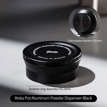 Bincoo Moka Pot Coffee Distributor, Aluminum Alloy Dosing Ring, Tamper, Anti-Spill Powder Funnel, Threaded Bottom Coffee Press