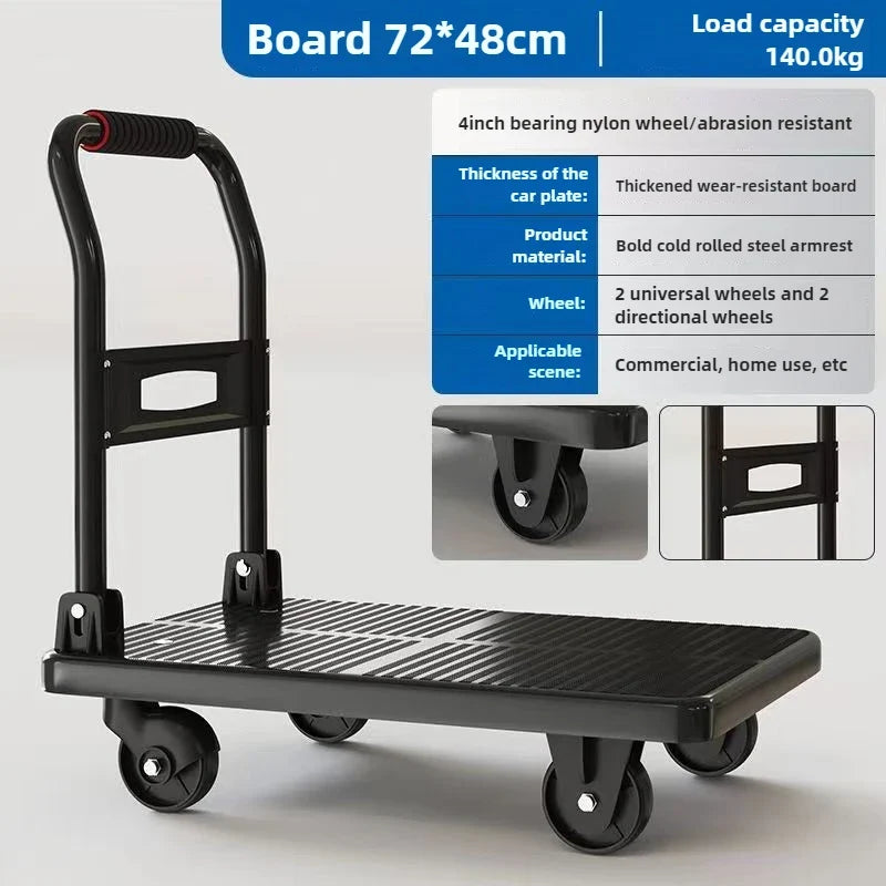 trolley pulling goods four-wheeled flatbed cart pushing goods truck folding trolley express trailer