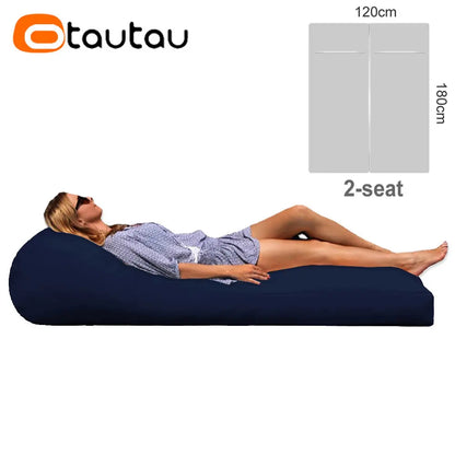 OTAUTAU 2-seat Outdoor Bean Bag Pouf Cover No Filler Waterproof Beach Garden Camp Chaise Lounge Sofa Bed Swimming Pool Puff Sac