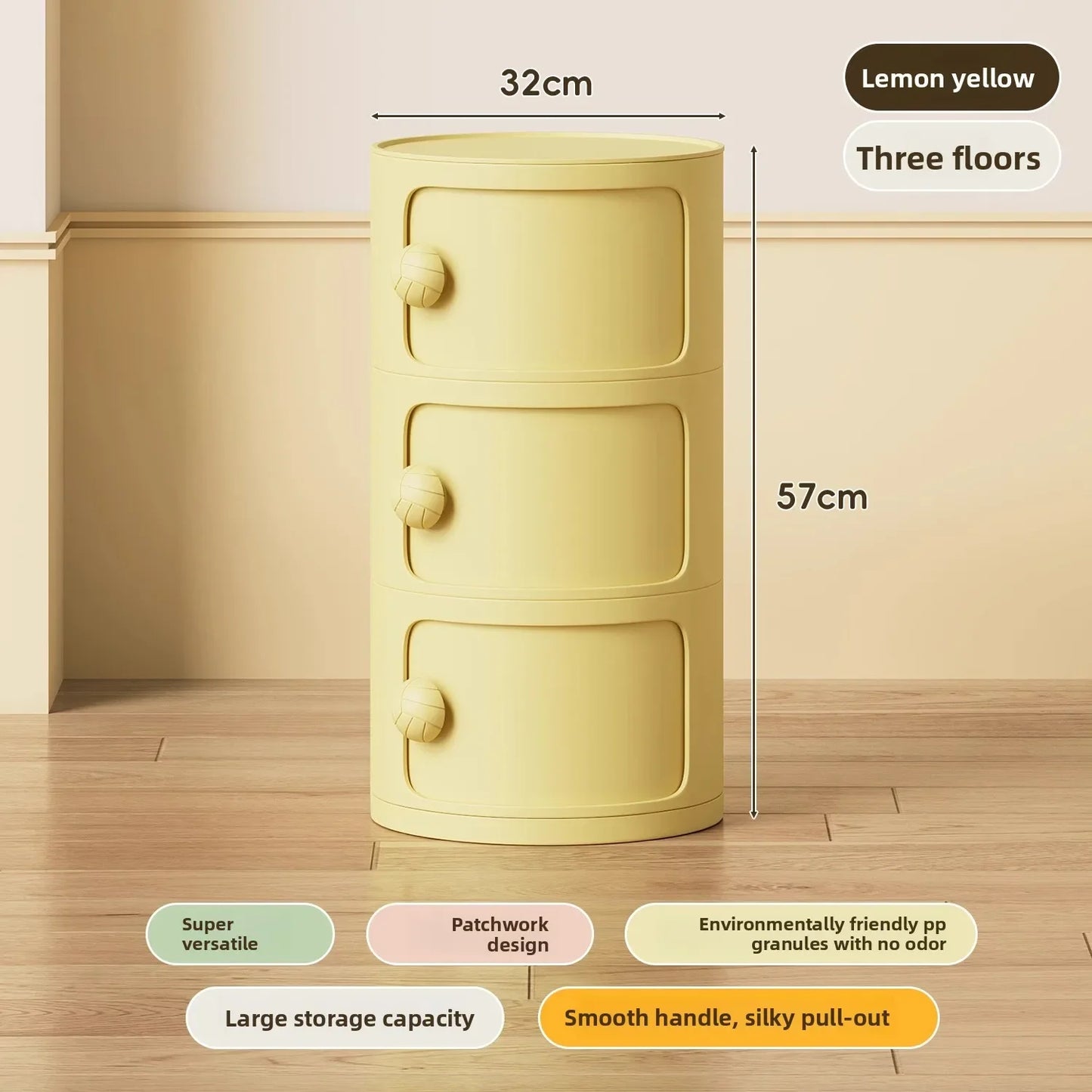 Bedside table Cream wind multi-layer cylindrical bedroom locker Ornament storage cabinet