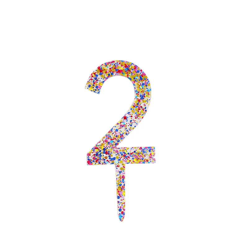 Sparkling 0-9 Number Happy Birthday Cake Topper Gold Acrylic Wedding Cake Topper Kids Birthday Party Cake decoration Baby shower