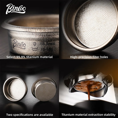 Bincoo Titanium Precision Portafilter Basket 58.5mm Professional Espresso Extraction Tool for Even Coffee Grounds Distribution