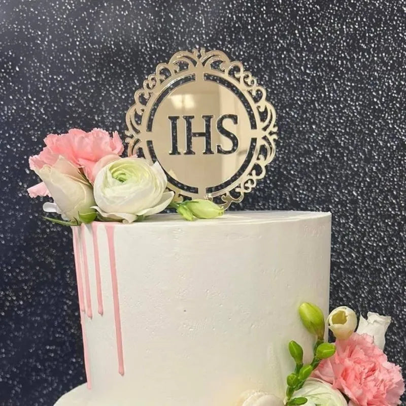 Ins Cross Christ Birthday Cake Topper Gold Acrylic Dove Cross for Eucharist Baby Baptism Party Cake Toppers Dessert Decoration